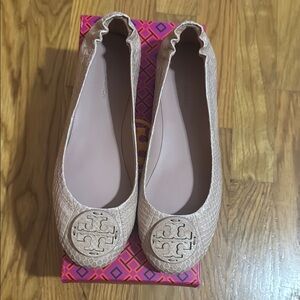 Tory Burch Meadowsweet Snake Leather Flats Ballet Shoes